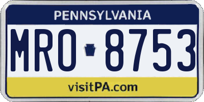 PA license plate MRO8753