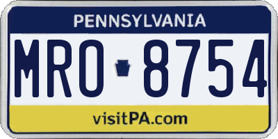 PA license plate MRO8754