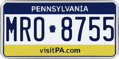 PA license plate MRO8755