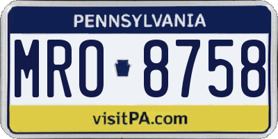 PA license plate MRO8758