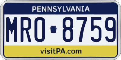 PA license plate MRO8759