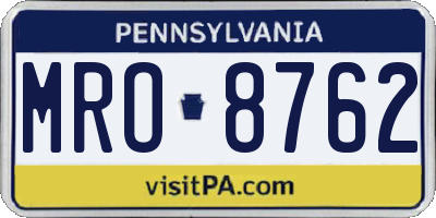PA license plate MRO8762