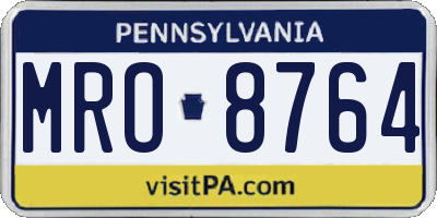 PA license plate MRO8764