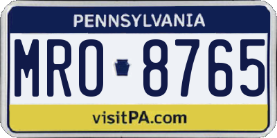 PA license plate MRO8765