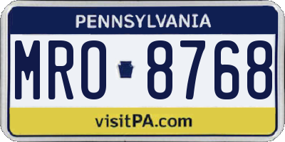 PA license plate MRO8768