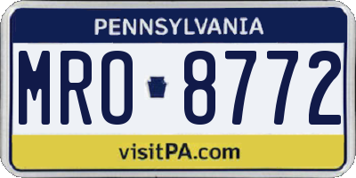 PA license plate MRO8772
