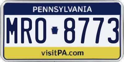 PA license plate MRO8773