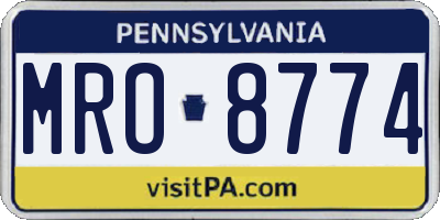 PA license plate MRO8774