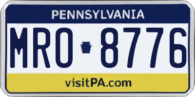 PA license plate MRO8776