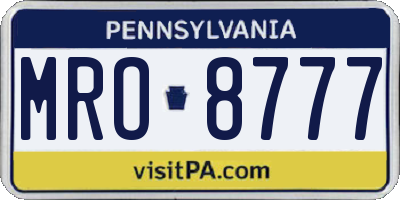 PA license plate MRO8777