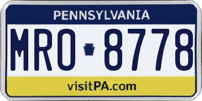 PA license plate MRO8778