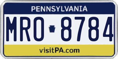 PA license plate MRO8784
