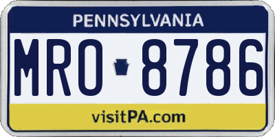PA license plate MRO8786