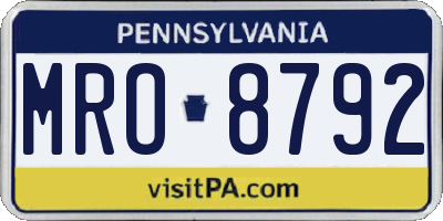 PA license plate MRO8792