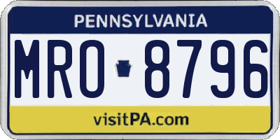 PA license plate MRO8796