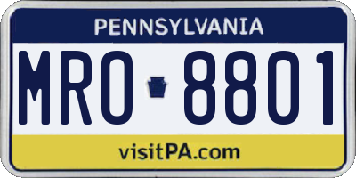 PA license plate MRO8801