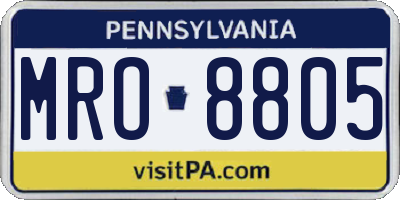 PA license plate MRO8805