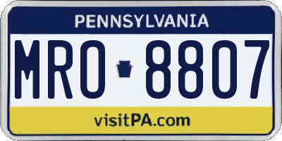 PA license plate MRO8807