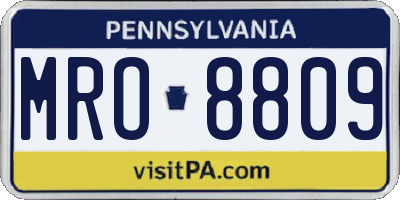 PA license plate MRO8809
