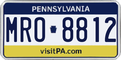 PA license plate MRO8812
