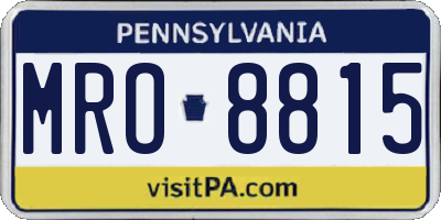 PA license plate MRO8815