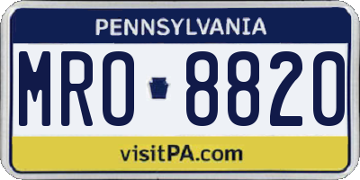 PA license plate MRO8820