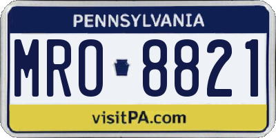 PA license plate MRO8821