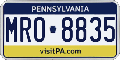 PA license plate MRO8835