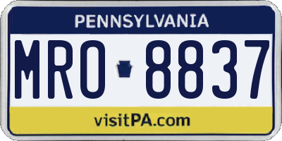 PA license plate MRO8837