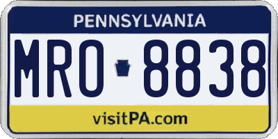 PA license plate MRO8838