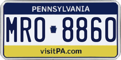 PA license plate MRO8860