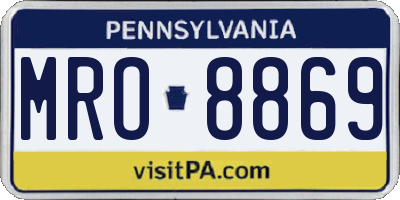 PA license plate MRO8869
