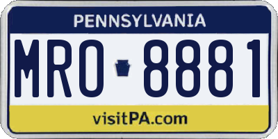 PA license plate MRO8881