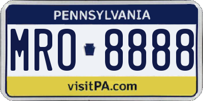 PA license plate MRO8888