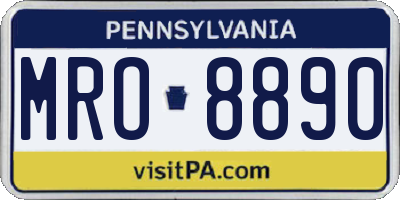 PA license plate MRO8890