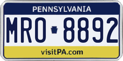 PA license plate MRO8892