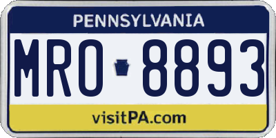 PA license plate MRO8893