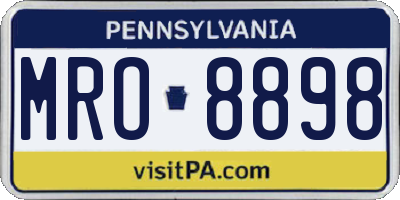 PA license plate MRO8898