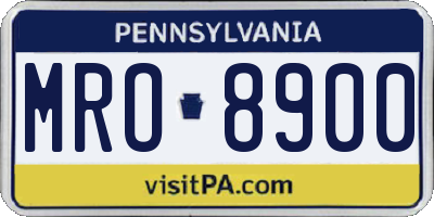 PA license plate MRO8900