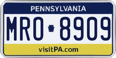 PA license plate MRO8909