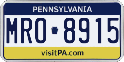 PA license plate MRO8915