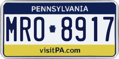 PA license plate MRO8917