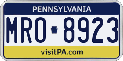 PA license plate MRO8923