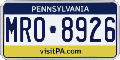 PA license plate MRO8926