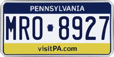 PA license plate MRO8927