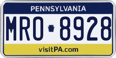 PA license plate MRO8928