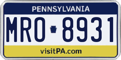 PA license plate MRO8931