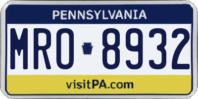 PA license plate MRO8932