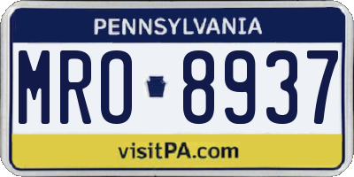 PA license plate MRO8937