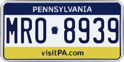 PA license plate MRO8939